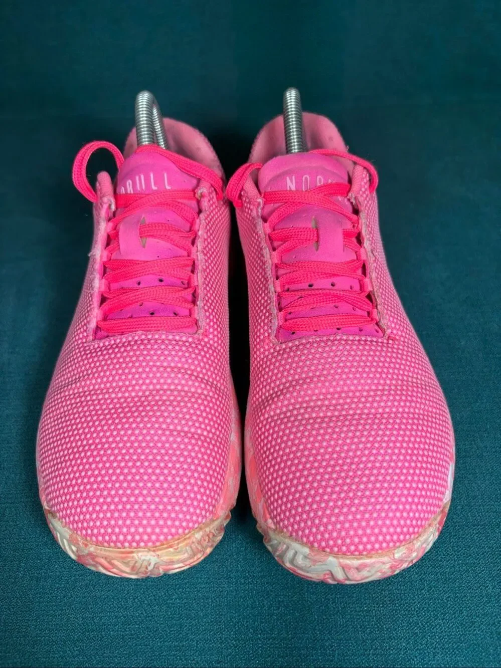 NOBULL Outwork Trainer Shoes Womens 8 Mens 6.5 Neon Pink Marble Sole Crossfit